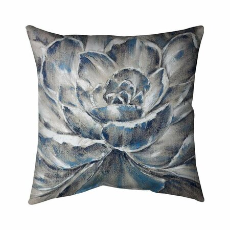 FONDO 26 x 26 in. Grey & Blue Flower-Double Sided Print Indoor Pillow FO2772762